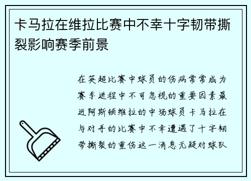 卡马拉在维拉比赛中不幸十字韧带撕裂影响赛季前景